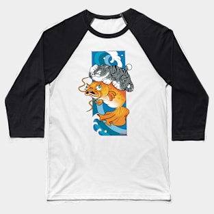 surfer tiger and his koi fish Baseball T-Shirt